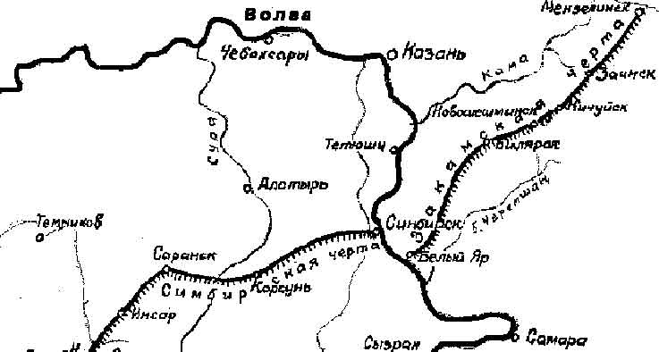 Засечные черты русского государства 16 17 век карта